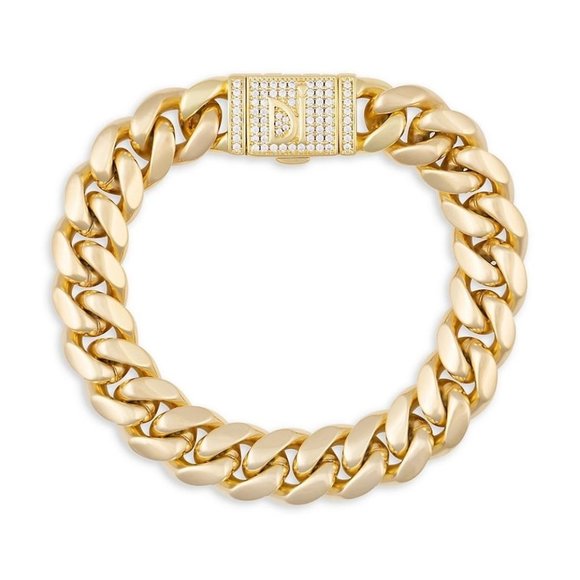 Darkai Jewelry - Darkai 18K Gold-Plated & Cubic Zirconia Cuban-Link Chain Bracelet